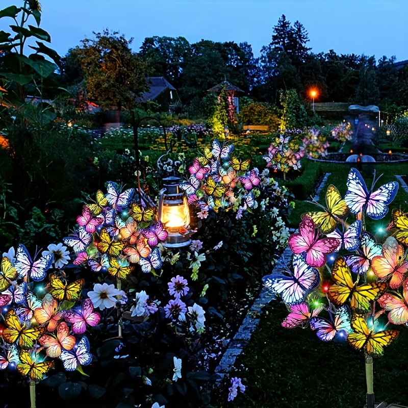 Outdoor Lighting For Gazebo - พลังงานแสงอาทิตย์ LED สวนผีเสื้อไฟกันน้ําที่มีสีสันโคมไฟสนามหญ้ากลางแจ้งสําหรับลานลานเทศกาลคริสต์มาสตกแต่งหลังคา
