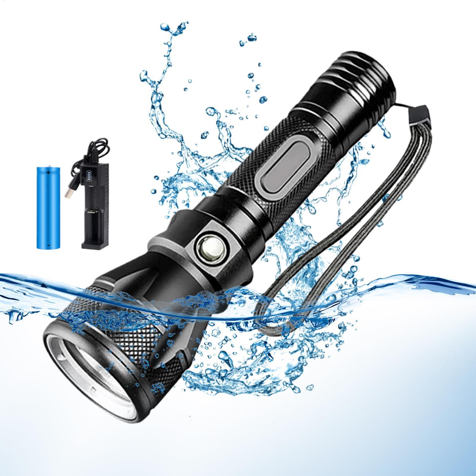Outdoor Lighting Permanent - ไฟฉายดำน้ำ LED แบบชาร์จได้ 3 โหมด กำลังแรง