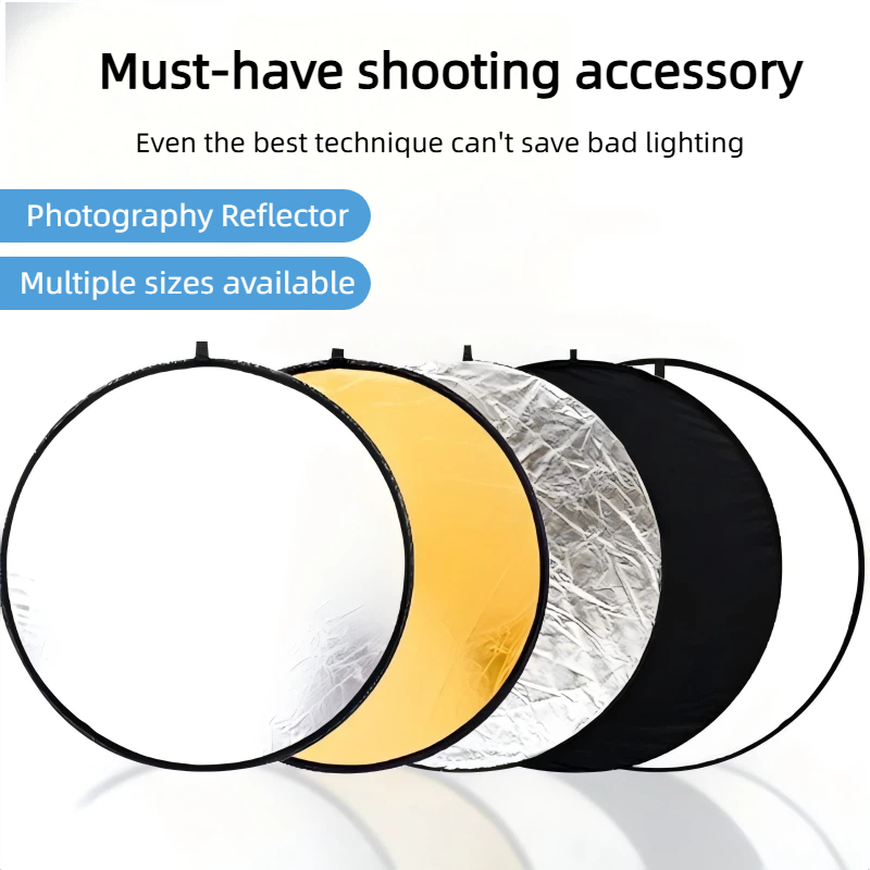 Outdoor Lighting For Photography - แผ่นสะท้อนแสงแบบพกพา 2-in-1 สองด้าน สีทอง-เงิน สำหรับถ่ายภาพบุคคล ไลฟ์สด