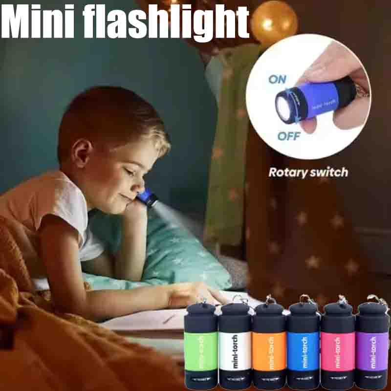 Outdoor Lighting Construction - USB ชาร์จไฟได้ ไฟฉายขนาดเล็กสำหรับตั้งแคมป์ ไฟฉายพกพาแบบพวงกุญแจ แสงสว่างแรง กันน้ำ