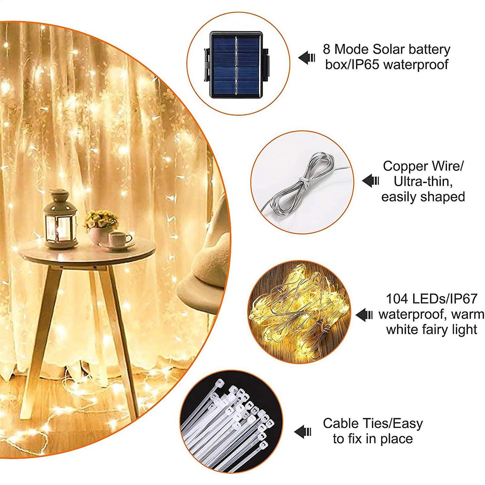 Outdoor Lighting For Gazebo - ไฟประดับร่มโซลาร์เซลล์ 104 LED ไฟประดับร่มกันแดดกลางแจ้ง กันน้ำ ไฟโซลาร์เซลล์สำหรับสวน