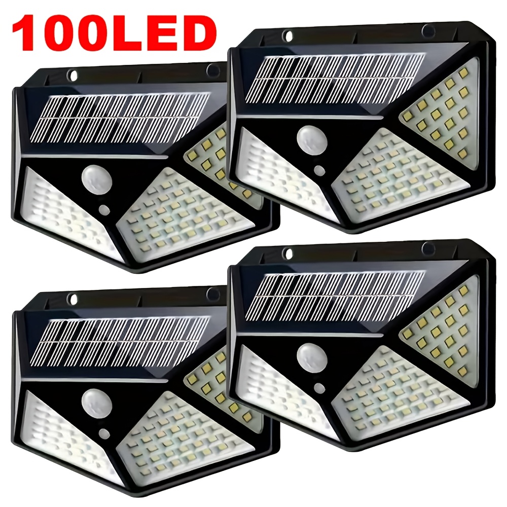 Outdoor Lighting Construction - ไฟสวนโซลาร์เซลล์ 100LED สำหรับภายนอกอาคาร พร้อมเซ็นเซอร์ตรวจจับความเคลื่อนไหว กันน้ำ ใช้ติดผนัง