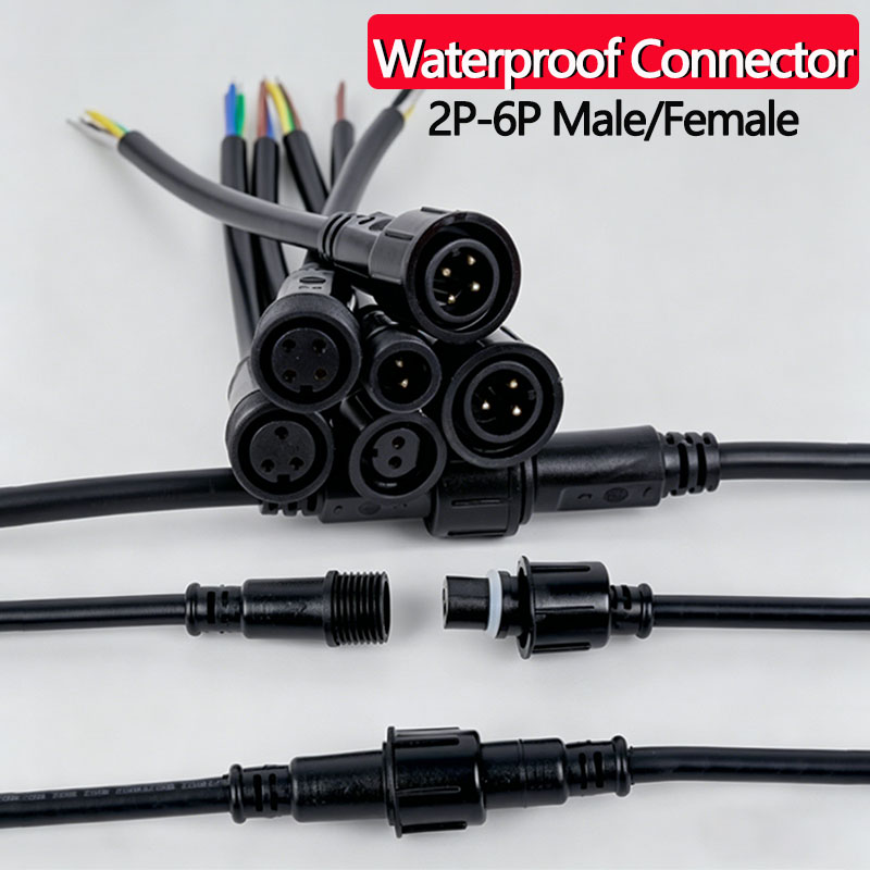 Outdoor Lighting Connectors - ชุดขั้วต่อสายไฟกันน้ำ 2/3/4/5/6 พิน พร้อมปลั๊กและสายเคเบิลขนาด 0.5-1.5 มม.²
