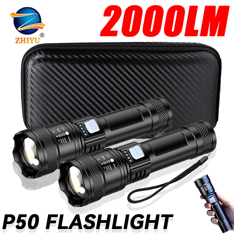 Outdoor Lighting Construction - ไฟฉาย LED ยุทธวิธี 2000LM ชาร์จผ่าน USB